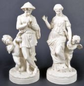 PAIR OF 19TH CENTURY VICTORIAN PARIAN WARE CLASSICAL FIGURES