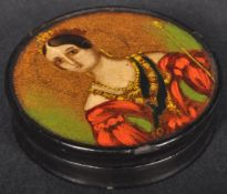 19TH CENTURY VICTORIAN EBONISED PAPER MACHE SNUFF BOX