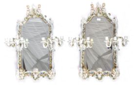 PAIR OF MEISSEN MANNER LARGE PORCELAIN WALL MIRRORS