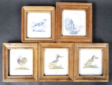 FIVE 19TH CENTURY DUTCH DELFT TIN GLAZED EARTHENWARE TILES