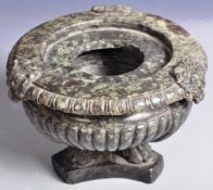 EARLY 19TH CENTURY GRAND TOUR SERPENTINE MARBLE INKWELL URN