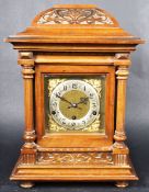 19TH CENTURY GERMAN CARVED WALNUT MANTEL / BRACKET CLOCK