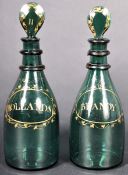 PAIR OF 19TH CENTURY GEORGE III BRISTOL GREEN DECANTERS