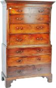 18TH CENTURY GEORGE III MAHOGANY SECRETAIRE CHEST ON CHEST