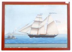 MID 19TH CENTURY ITALIAN NEAPOLITAN OIL SHIP PAINTING