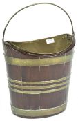 GEORGE III IRISH MAHOGANY AND BRASS BOUND PEAT BUCKET