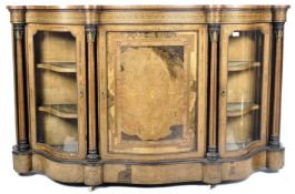 19TH CENTURY VICTORIAN WALNUT SERPENTINE FORM CREDENZA