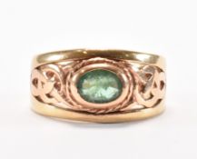 HALLMARKED 9CT CLOGAU WELSH GOLD & EMERALD RING
