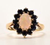 HALLMARKED OPAL & SAPPHIRE DRESS RING