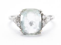 ART DECO 18CT GOLD BLUE STONE & DIAMOND RING