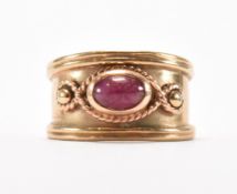 HALLMARKED CLOGAU WELSH 9CT GOLD & STAR RUBY RING