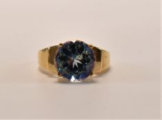 HALLMARKED 9CT GOLD & NEPTUNE TOPAZ RING