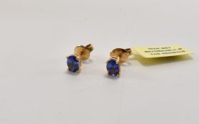 PAIR 18CT GOLD & TANZANITE EARRINGS