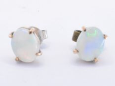 PAIR OF OPAL &GOLD STUD EARRINGS