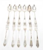 SIX PERSON LATVIAN SILVER FORK & SPOON SET