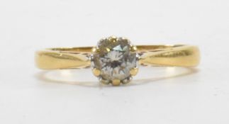 HALLMARKED 18CT GOLD & DIAMOND SOLITAIRE RING