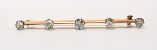 VICTORIAN DIAMOND FIVE STONE BAR BROOCH