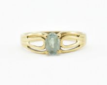 HALLMARKED 9CT GOLD & AQUAMARINE RING