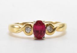 HALLMARKED 18CT GOLD RUBY & DIAMOND RING