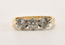 HALLMARKED 18CT GOLD & DIAMOND THREE STONE RING