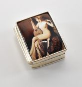 SILVER & ENAMEL NUDE FIGURE PILL BOX