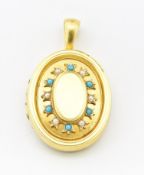 19TH CENTURY PEARL & TURQUOISE LOCKET