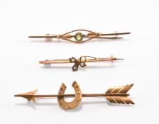 THREE VICTORIAN GOLD BAR BROOCHES
