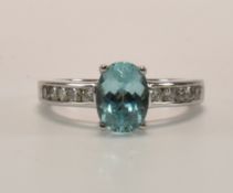 HALLMARKED 18CT GOLD ILIANA PARAIBA TOURMALINE & DIAMOND RING