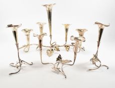 ANTIQUE SILVER PLATED CENTREPIECE EPERGNE & TWO MAPPIN & WEBB SCONCES