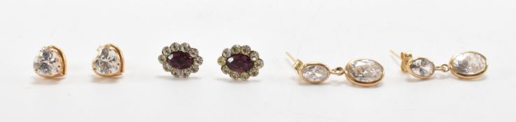 THREE PAIRS OF VINTAGE GOLD STUD EARRINGS
