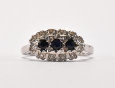 HALLMARKED 18CT GOLD SAPPHIRE & DIAMOND RING