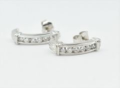 PAIR HALLMARKED 18CT WHITE GOLD & DIAMOND EARRINGS