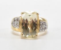 HALLMARKED 9CT YELLOW STONE DRESS RING