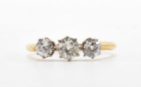 18CT GOLD & DIAMOND THREE STONE RING