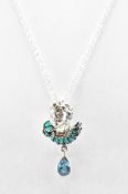 SILVER PLIQUE A JOUR & TOPAZ CHERUB NECKLACE
