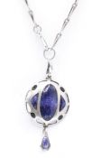 SILVER ART NOUVEAU SMITH & EWEN ENAMELLED PENANT NECKLACE