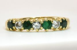 HALLMARKED 18CT GOLD EMERALD & DIAMOND RING