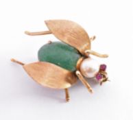 VINTAGE STONE SET BUG BROOCH