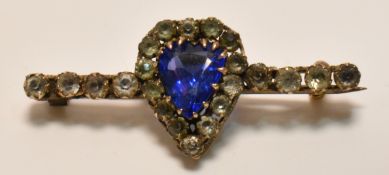 ANTIQUE BLUE & WHITE PASTE HEART BROOCH