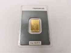 5G 999.9 PURITY GOLD BAR