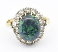 18CT GOLD OPAL & DIAMOND RING