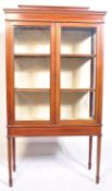 EDWARDIAN MAHOGANY & LINE INLAID CHINA DISPLAY CABINET