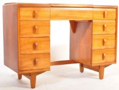 MID CENTURY HEALS TYPE WALNUT TWIN PEDESTAL DESK