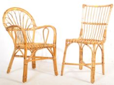 MID CENTURY BAMBOO ITALIAN ALBINI ARMCHAIR AND ANOTHER