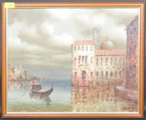 VINTAGE 20TH CENTURY OIL ON CANVAS PAINTING OF A VENETIAN CANAL