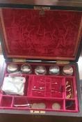 19TH CENTURY ROSEWOOD INLAID LADIES TRAVEL WORKBOX