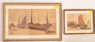 WILLIAM EDWARD CROXFORD & FISHING SCENE WATERCOLOUR