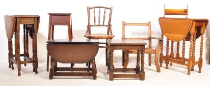 COLLECTION OF OAK FURNITURE - TABLES, CHAIRS - PLANT STAND