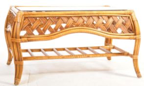 RETRO VINTAGE MID 20TH CENTURY BAMBOO RATTAN COFFEE TABLE