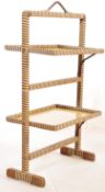 MID CENTURY TWO TONE RATTAN WEAVE DUMB WAITER TABLE